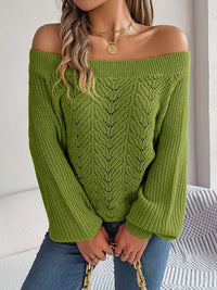 True Fontaine — Openwork Off-Shoulder Long Sleeve Sweater, alternate view 5
