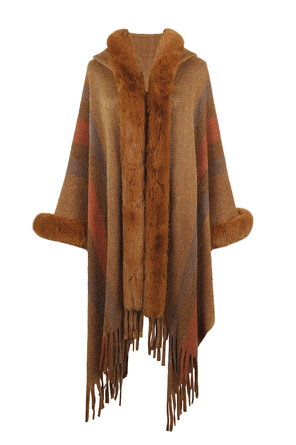 Fable Versailles — Color Block Fringe Detail Poncho, alternate view 12