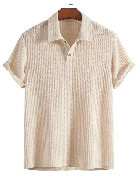 Men's Waffle-Knit Collared Neck Short Sleeve Polo - Opulent Empire