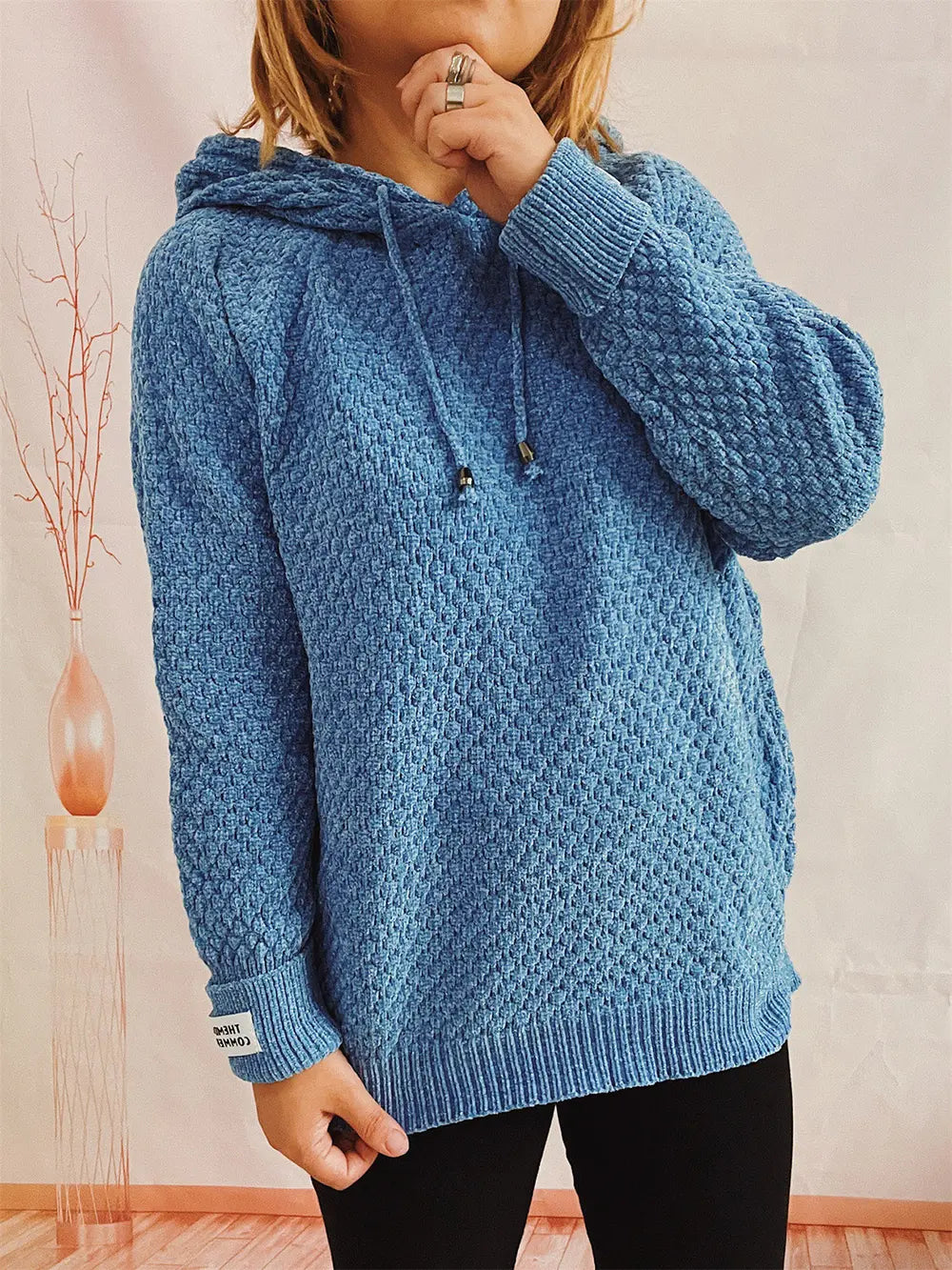 Fable Delacroix — Drawstring Long Sleeve Hooded Sweater, alternate view 13