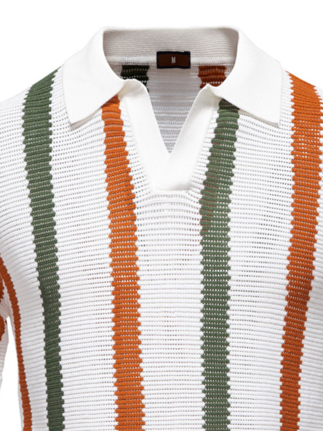 Cassian Beaumont — Men's Collared Neck Striped Knit Polo, alternate view 5