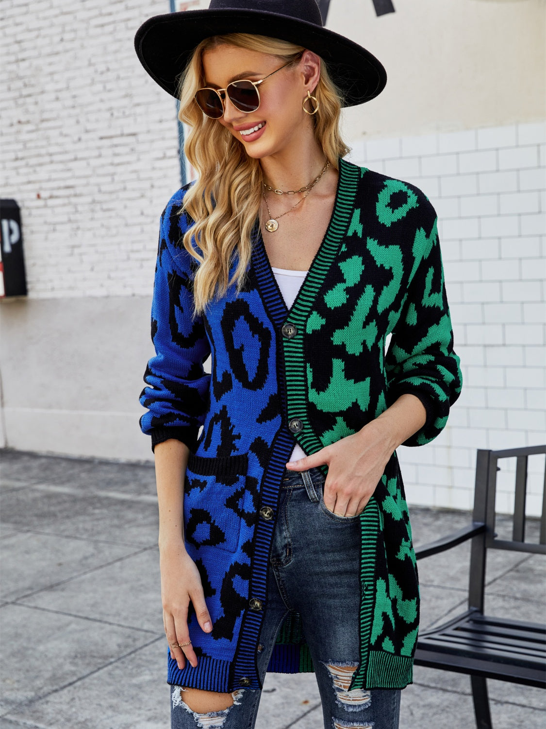 Indigo Rivière — Angel Wings Leopard Button Down Longline Cardigan, alternate view 10