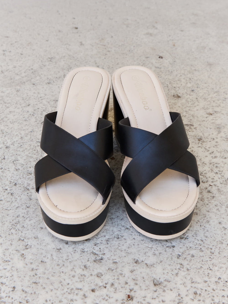 Weeboo Cherish The Moments Contrast Platform Sandals in Black - Opulent Empire