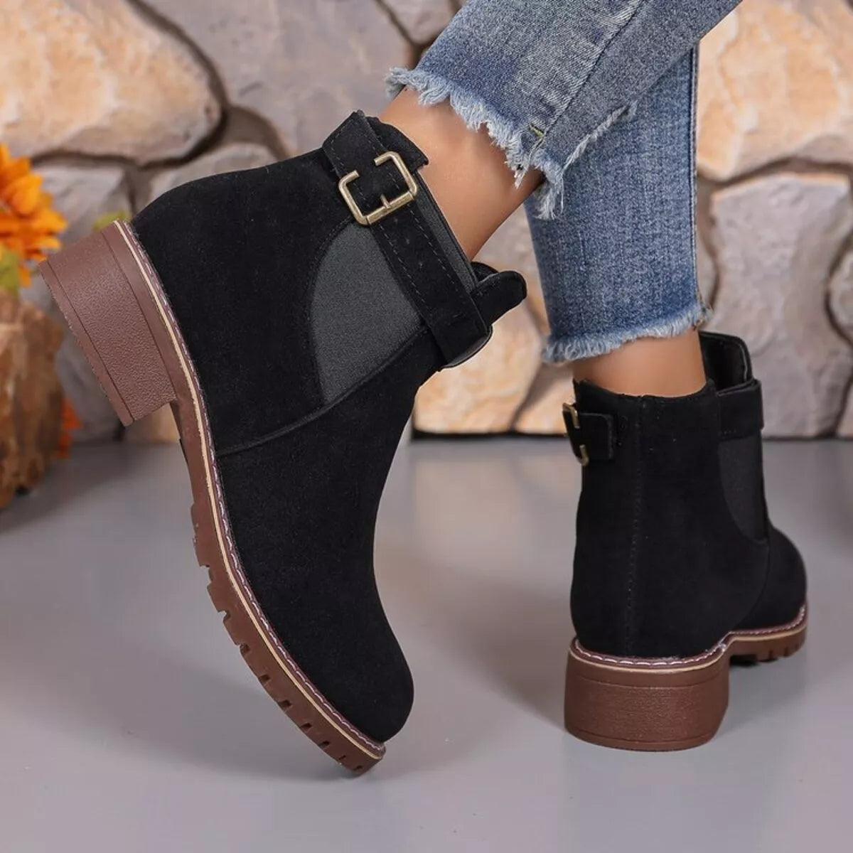 Perrin Fiorenza — Round Toe Block Heels Boots Fashion Footwear, alternate view 4