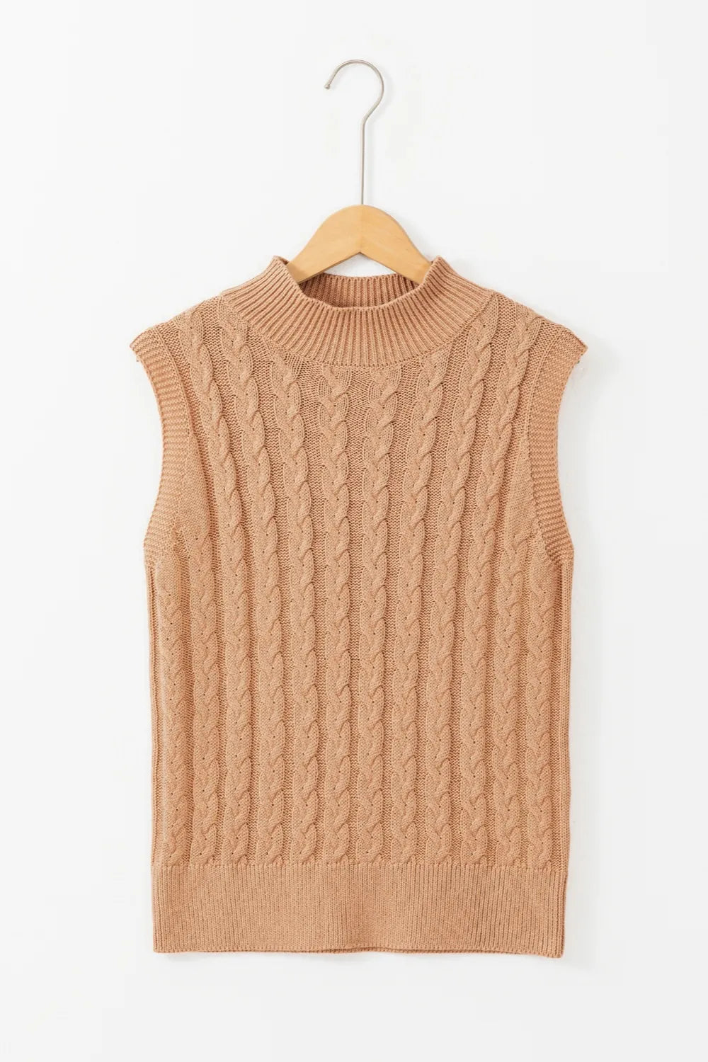 Finley Moreau — Cable-Knit Mock Neck Sweater Vest