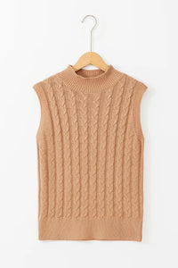 Finley Moreau — Cable-Knit Mock Neck Sweater Vest