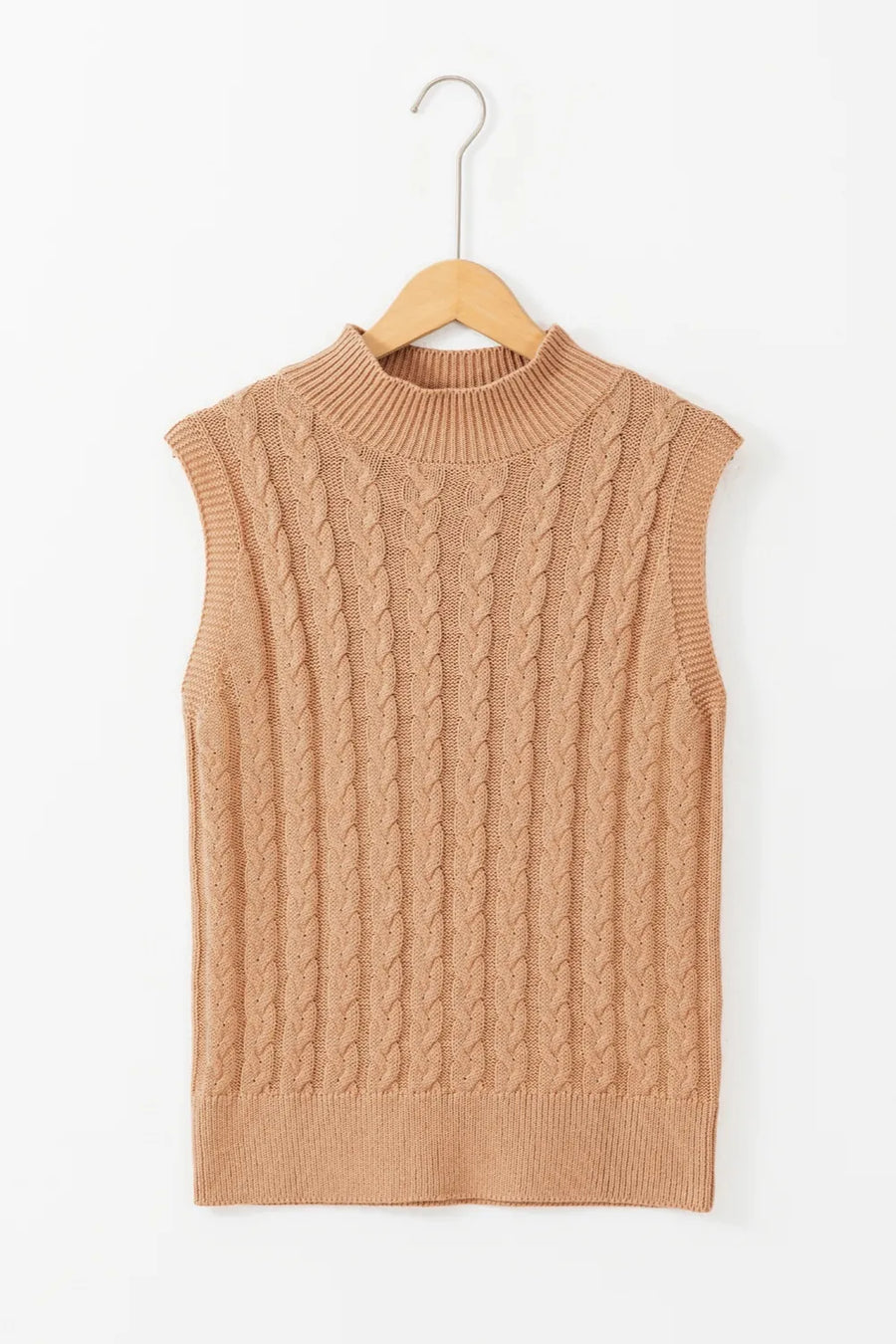 Finley Moreau — Cable-Knit Mock Neck Sweater Vest