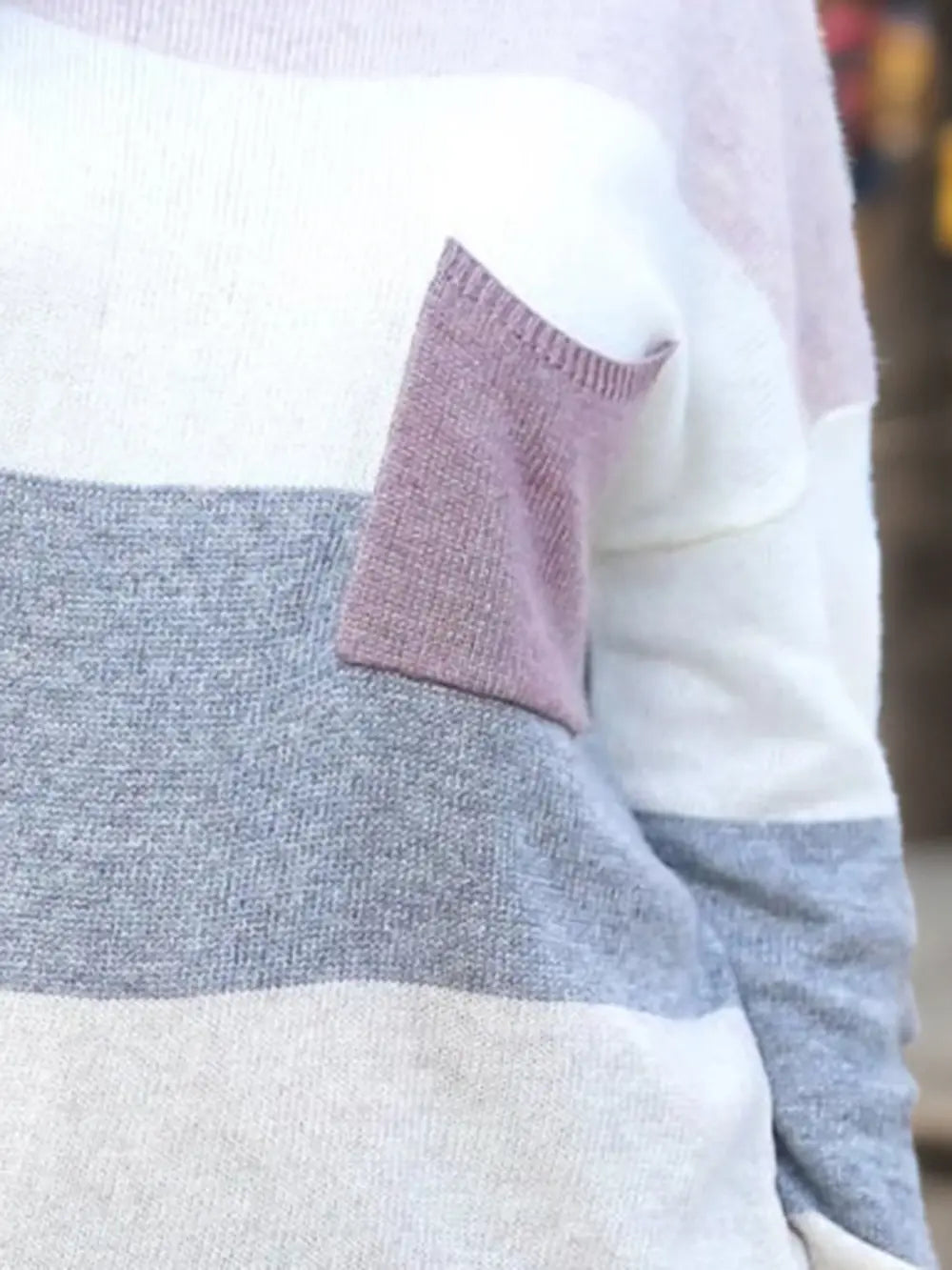 Sol Delacroix — Striped Round Neck Sweater with Pocket, alternate view 3