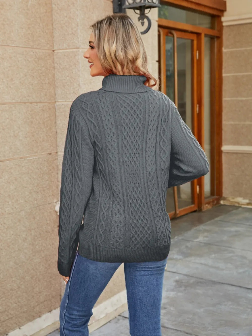 Blaise Valmont — Cable-Knit Mock Neck Sweater, alternate view 9