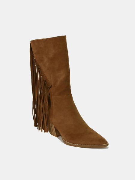 Beast Fashion Suede Fringe Point Toe Boots - Opulent Empire