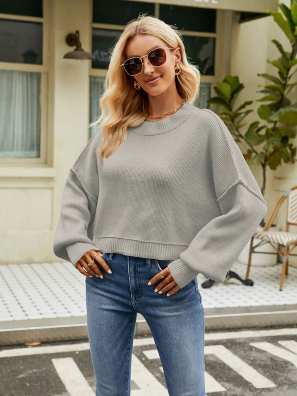 Dove Valmont — Round Neck Lantern Sleeve Sweater, alternate view 12