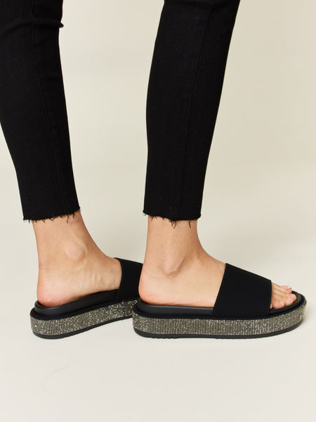 Forever Link Open Toe Rhinestone Platform Sandals - Opulent Empire
