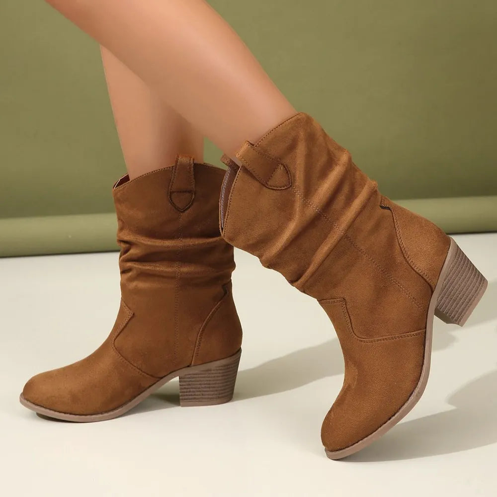 Ocean Marino — Point Toe Block Heels Boots Fashion Footwear, alternate view 2