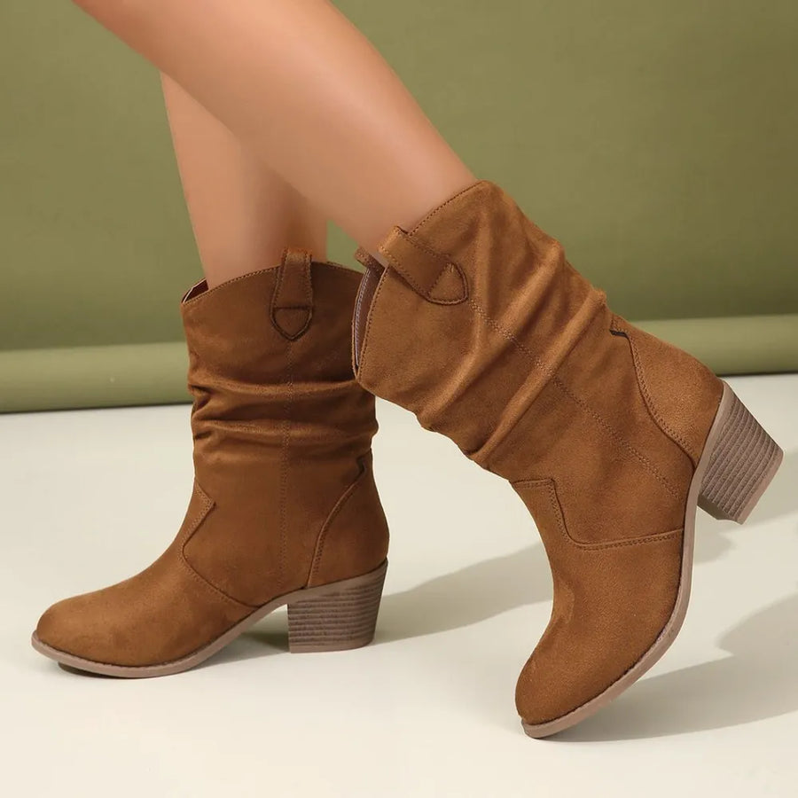 Ocean Marino — Point Toe Block Heels Boots Fashion Footwear, alternate view 2