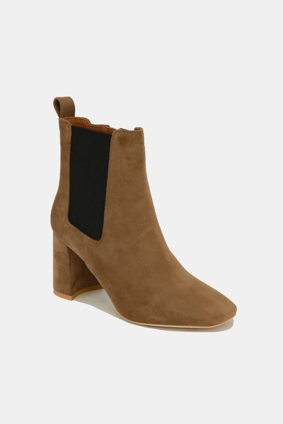 Paris Montclair — Beast Fashion Faux Suede Block Heel Chelsea Boots with Elastic Side Panel, alternate view 3