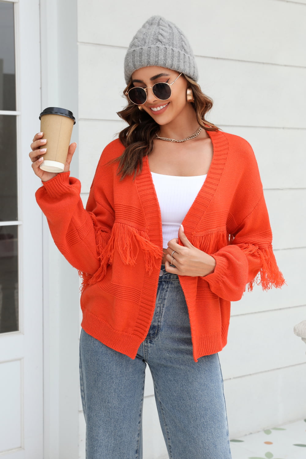 Rowan Rivière — Angel Wings Fringe Trim Open Front Cardigan, alternate view 11