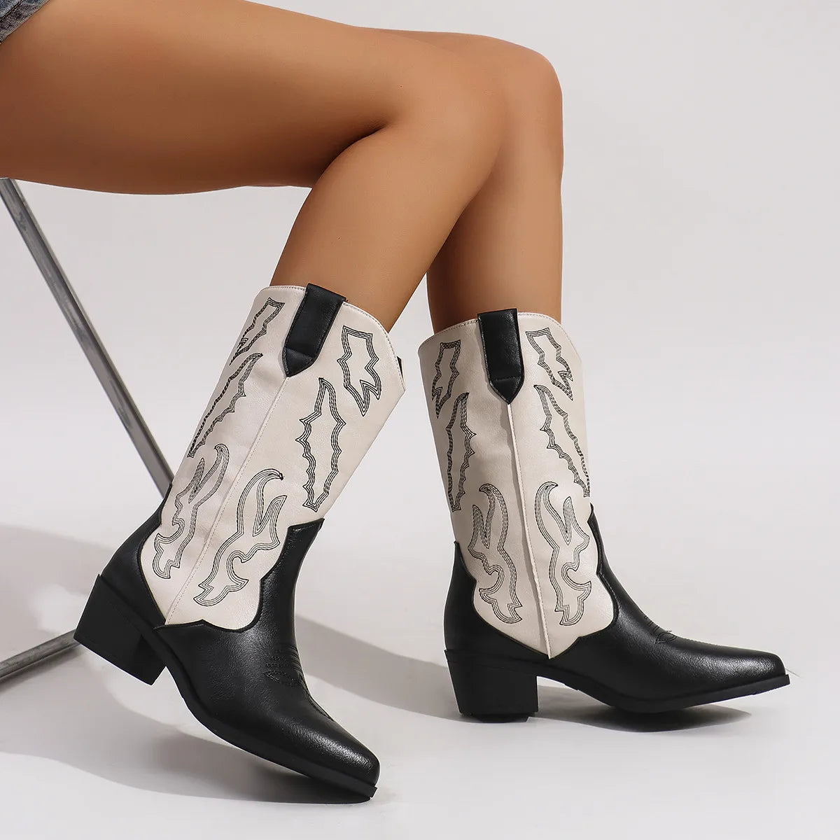 Emery Bellini — Point Toe Block Heels Boots Fashion Footwear, alternate view 3
