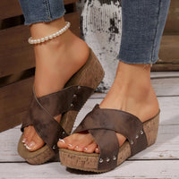 Sage Bellini — Crisscross Open Toe Wedge Sandals Fashion Footwear