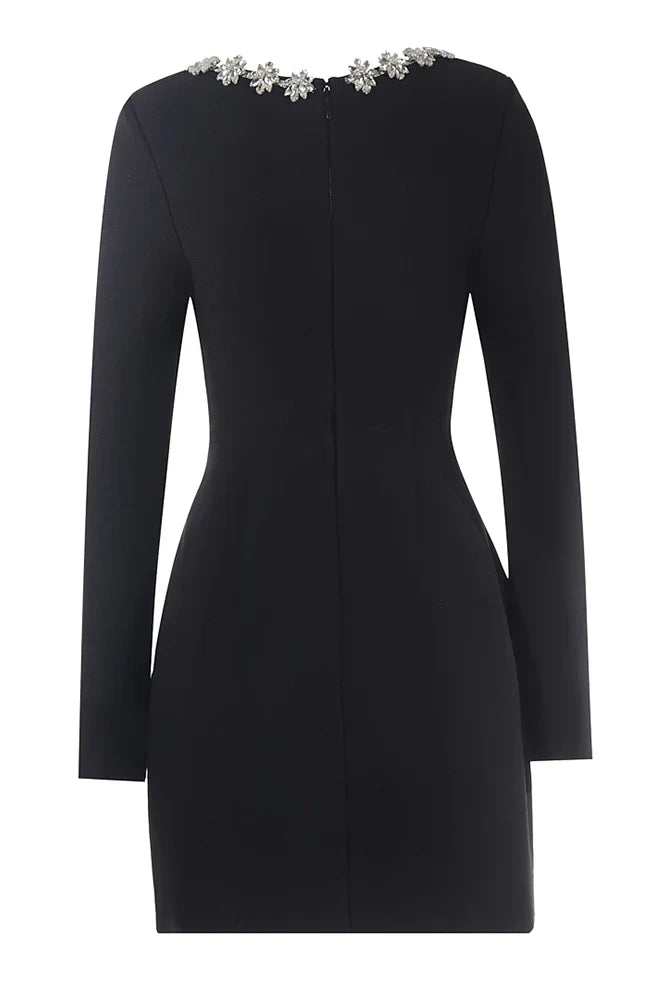 Kalystra™ | Square Neck Crystal Rhinestone Dress - Opulent Empire