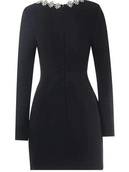 Kalystra™ | Square Neck Crystal Rhinestone Dress - Opulent Empire