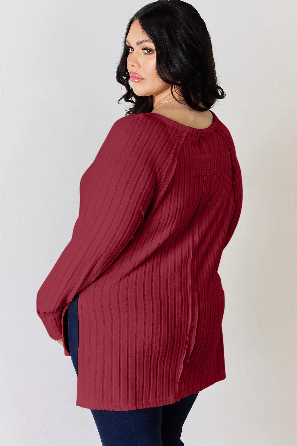 Cove Bellamy — Basic Bae Full Size Ribbed Round Neck Slit T-Shirt, alternate view 21