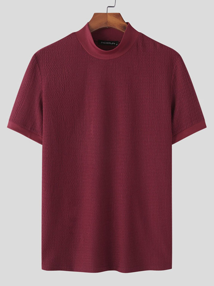 Men's Full Size Mock Neck Short Sleeve T-Shirt Plus Size - Opulent Empire