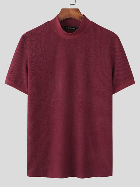 Men's Full Size Mock Neck Short Sleeve T-Shirt Plus Size - Opulent Empire