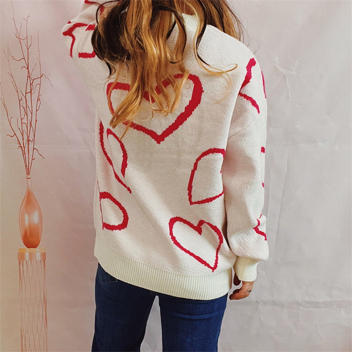 Nova Bellamy — Heart Pattern Long Sleeve Sweater, alternate view 6