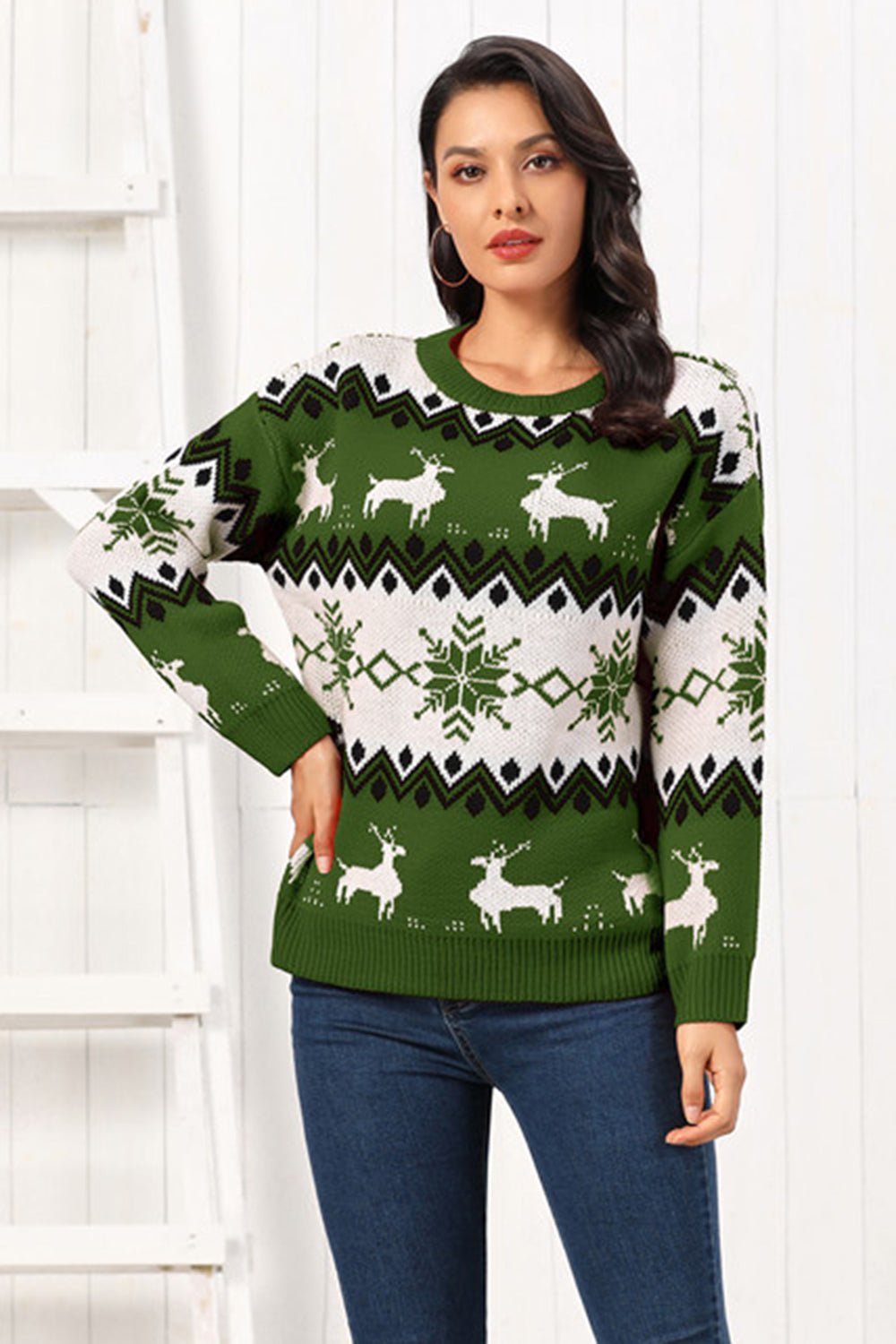 Onyx Rivière — Reindeer Round Neck Sweater, alternate view 7