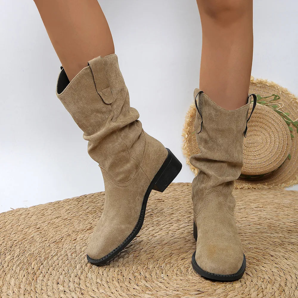 Reese Marino — Pleated Pull-On Western Cowboy Boots Fashion Footwear, alternate view 6