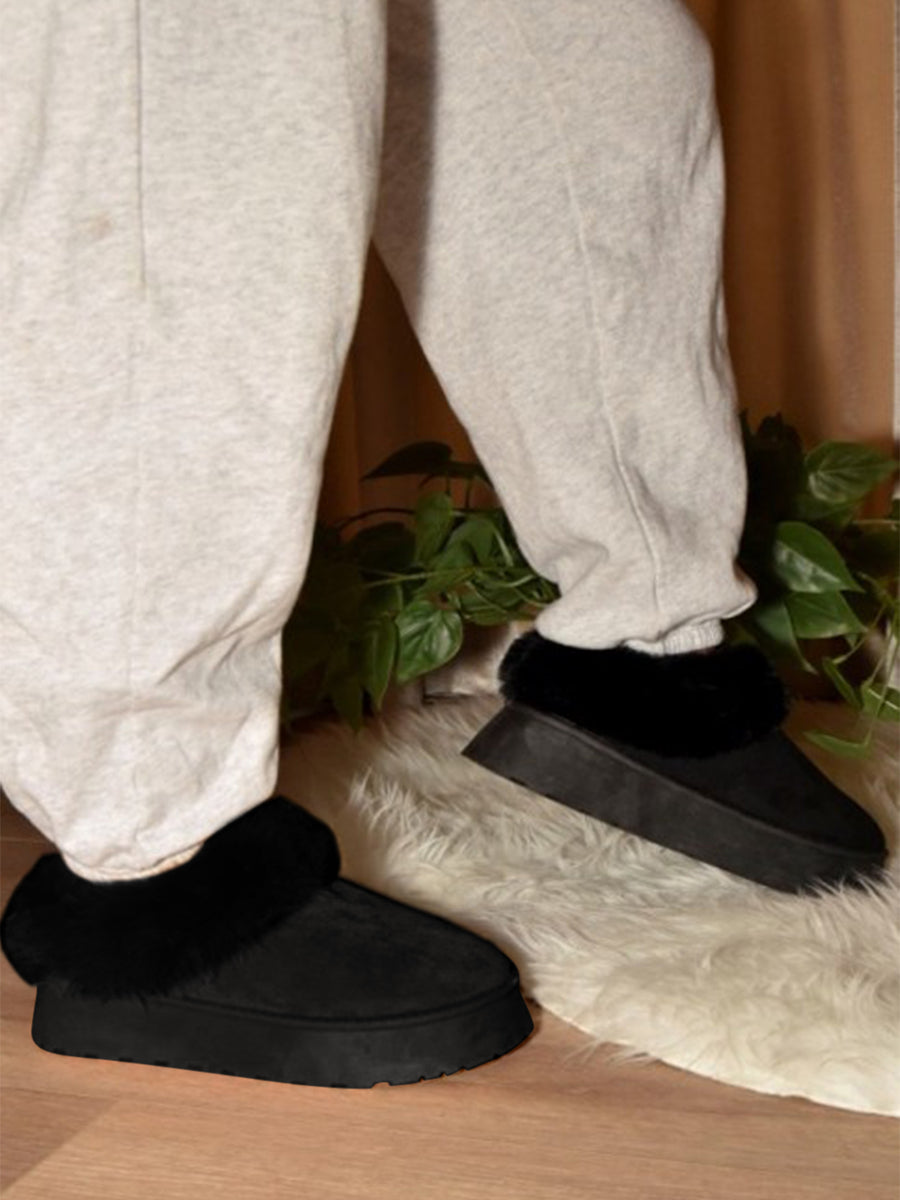 WILD DIVA Faux-Fur Platform Slip On Booties - Opulent Empire