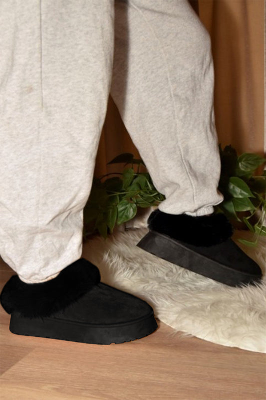 WILD DIVA Faux-Fur Platform Slip On Booties - Opulent Empire