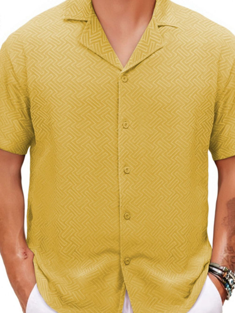 Men's Plus Size Button Down Short Sleeve Shirt - Opulent Empire