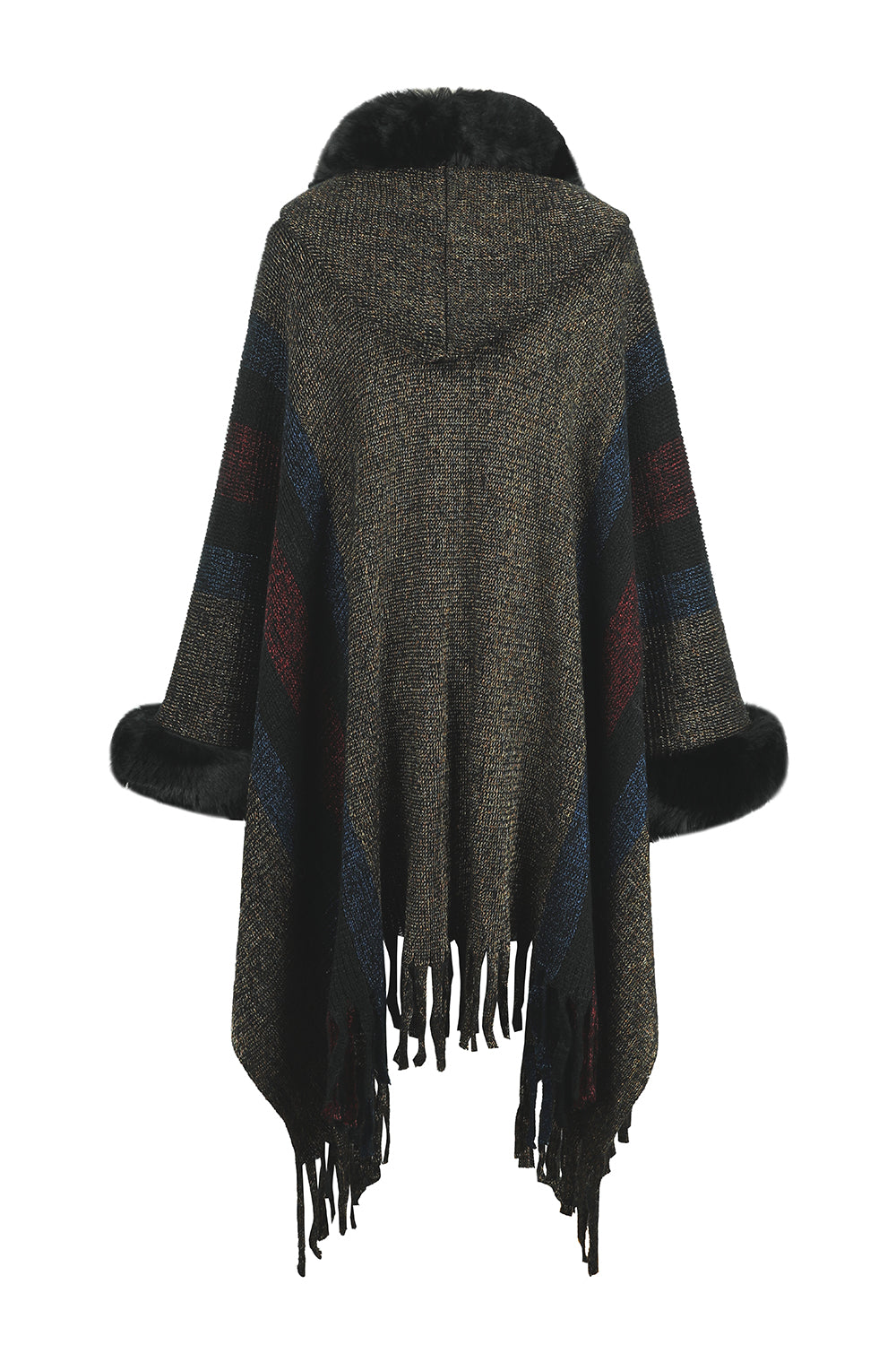 Fable Versailles — Color Block Fringe Detail Poncho, alternate view 7
