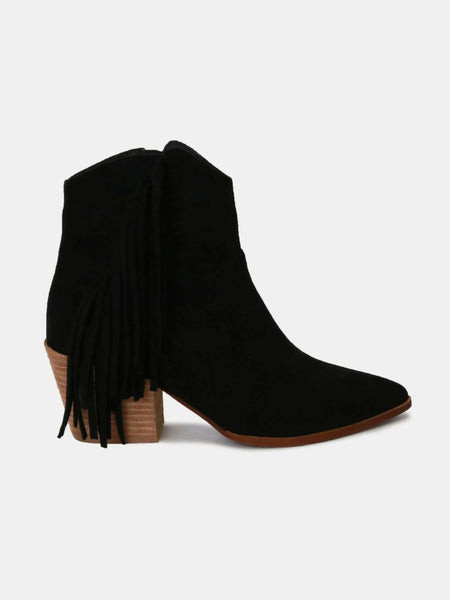 Beast Fashion Suede Fringe Point Toe Ankle Boots - Opulent Empire