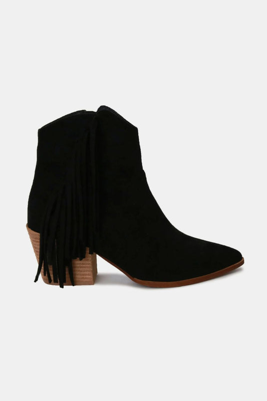 Beast Fashion Suede Fringe Point Toe Ankle Boots - Opulent Empire
