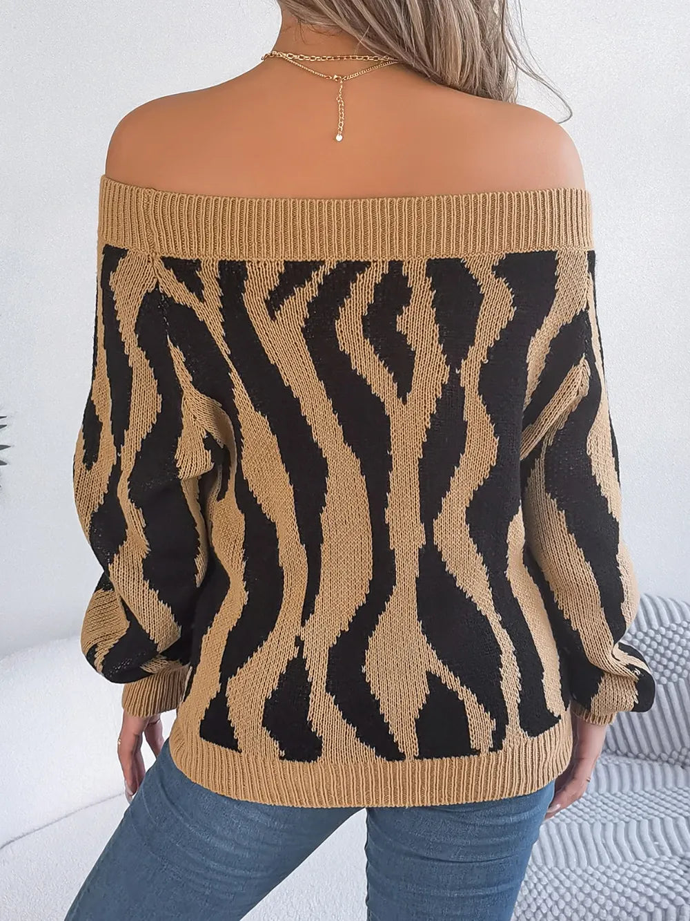 Rowan Bellamy — Off-Shoulder Animal Print Long Sleeve Sweater, alternate view 12