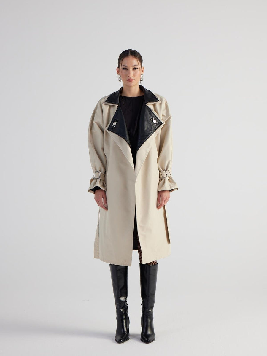 Cloak Beige Maxi Trench Coat