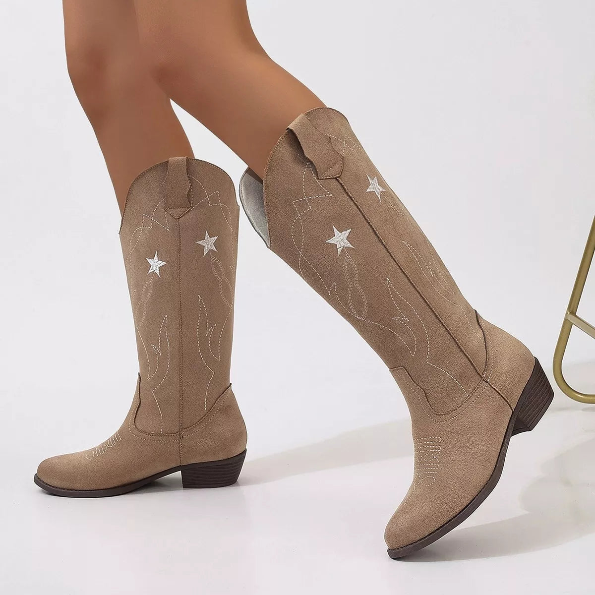 Paris Bellini — Western Star Embroidered Cowboy Boots Fashion Footwear, alternate view 8