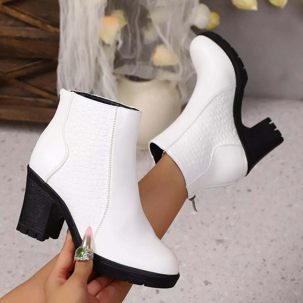 Finley Bellini — Point Toe Block Heels Boots Fashion Footwear, alternate view 5