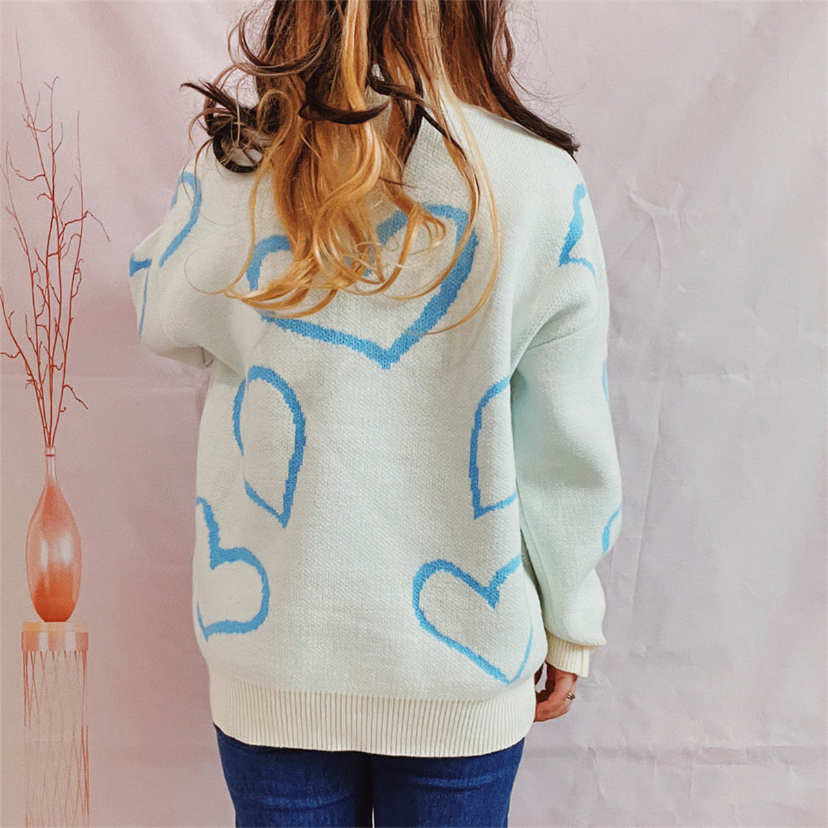 Nova Bellamy — Heart Pattern Long Sleeve Sweater, alternate view 10