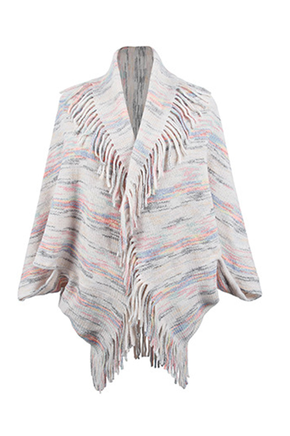 Marlowe Versailles — Fringe Detail Printed Poncho, alternate view 4