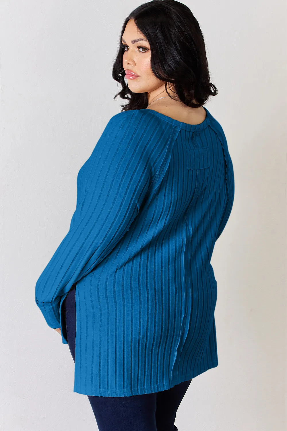 Cove Bellamy — Basic Bae Full Size Ribbed Round Neck Slit T-Shirt, alternate view 36