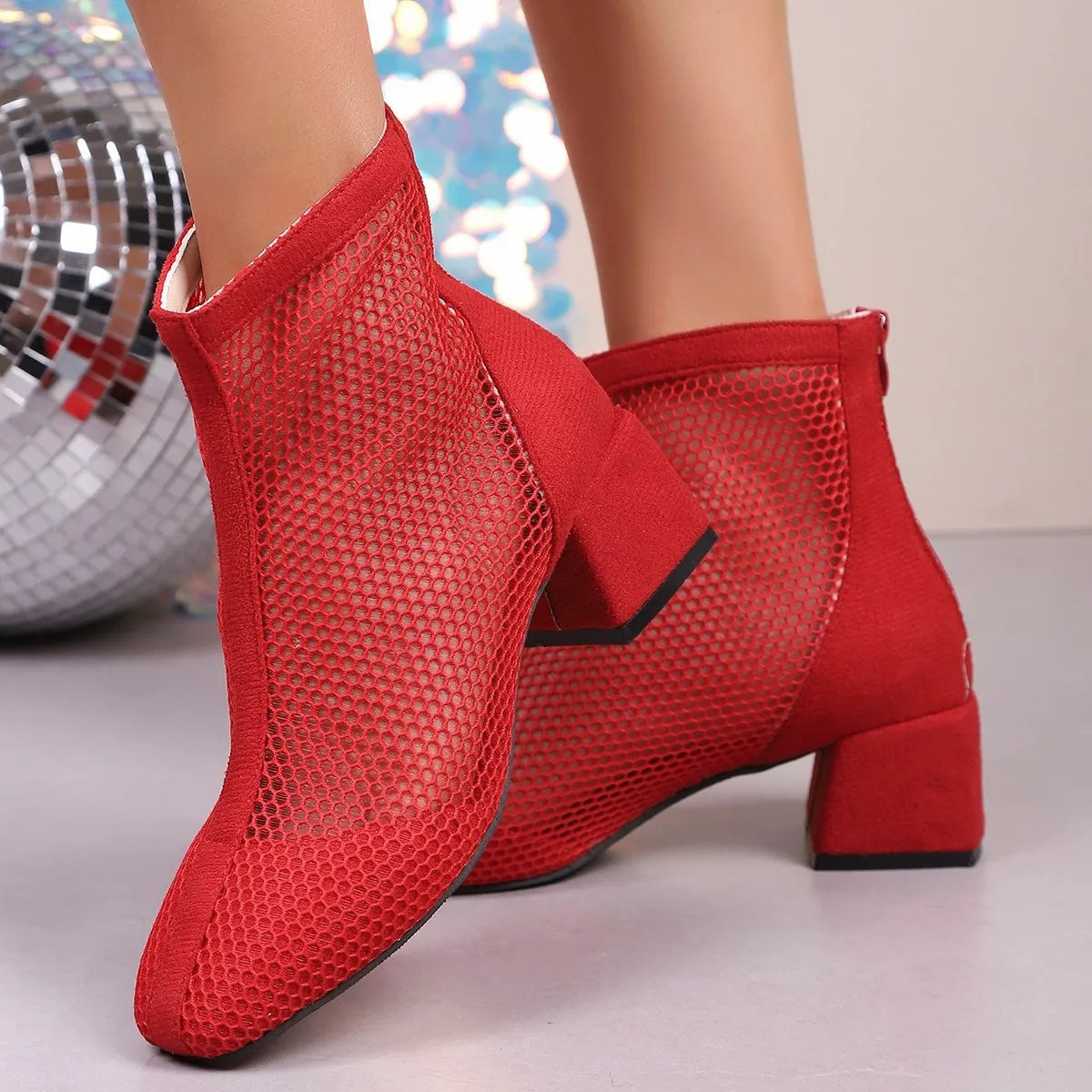 Fable Allegra — Mesh Block Heel Boots, alternate view 7