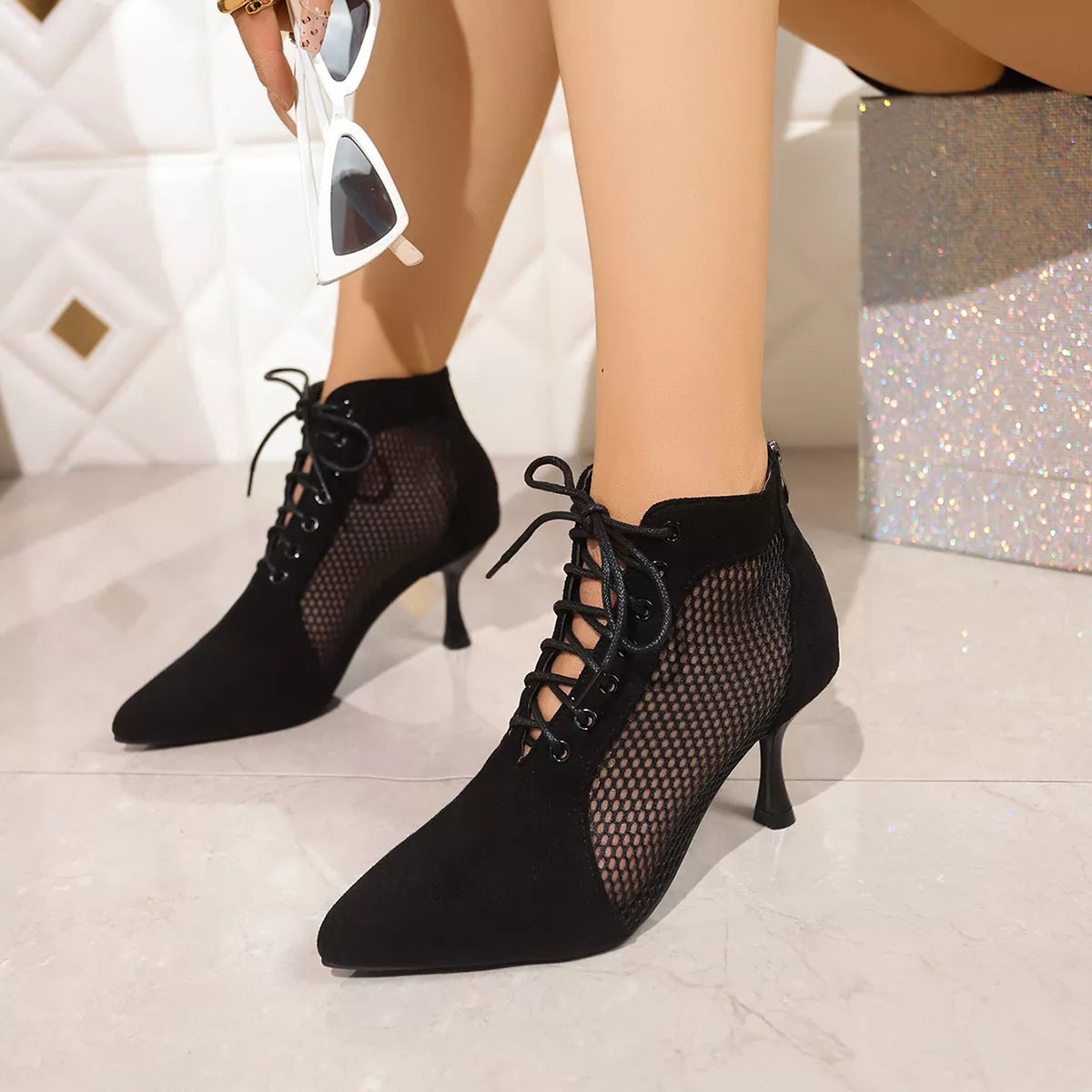 Rain Venturi — Point Toe Stiletto Pumps Black Fashion Footwear, alternate view 4