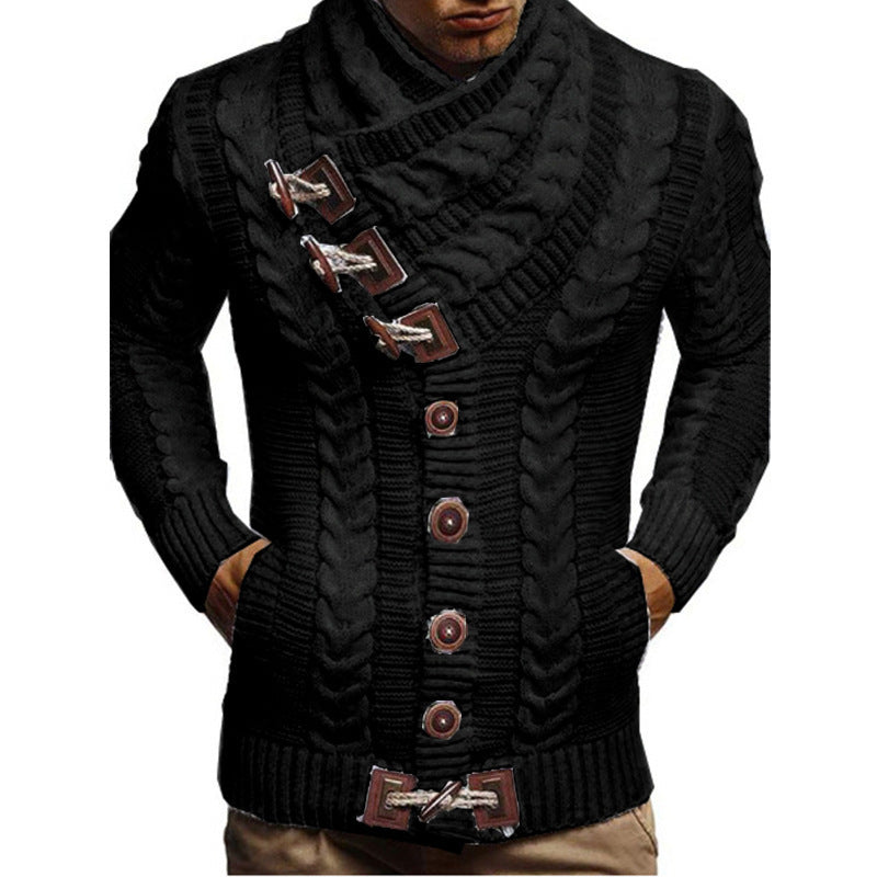 Men's Turtleneck Button Knit Jacket Sweater