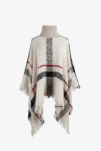 Sasha Versailles — Plaid Turtleneck Raw Hem Poncho, alternate view 3