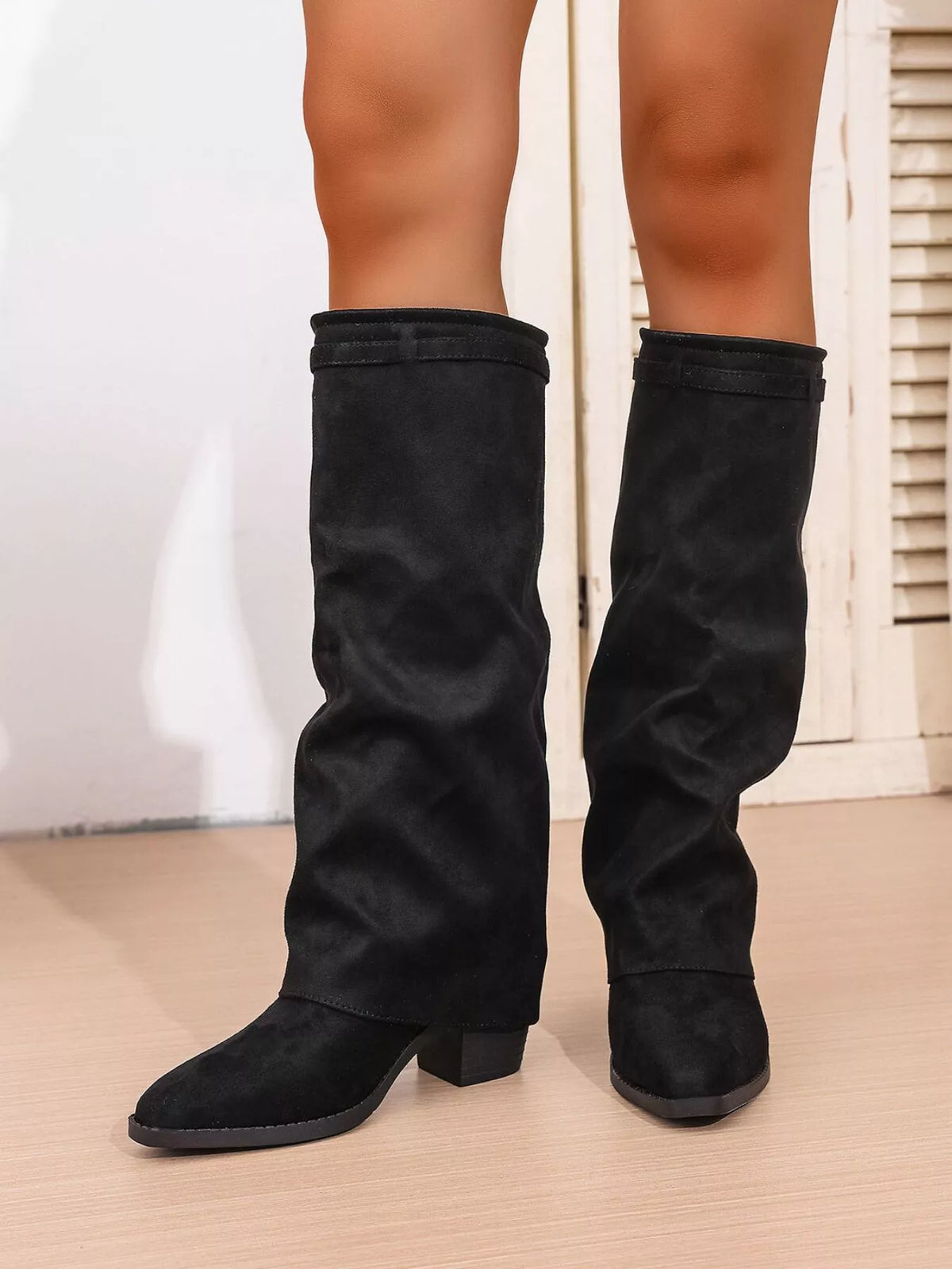 Ivory Bellini — Point Toe Block Heels Boots Fashion Footwear