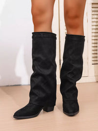 Ivory Bellini — Point Toe Block Heels Boots Fashion Footwear