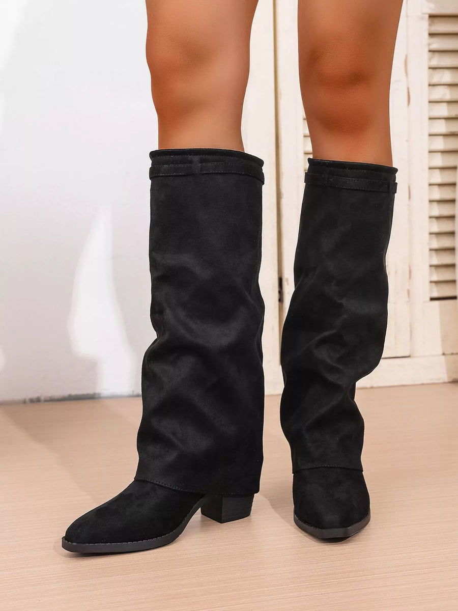 Ivory Bellini — Point Toe Block Heels Boots Fashion Footwear